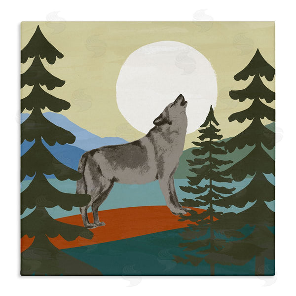 stupell industries Victoria Barnes | Grey Wolf Howling Moon Woodlands Trees Wall Art