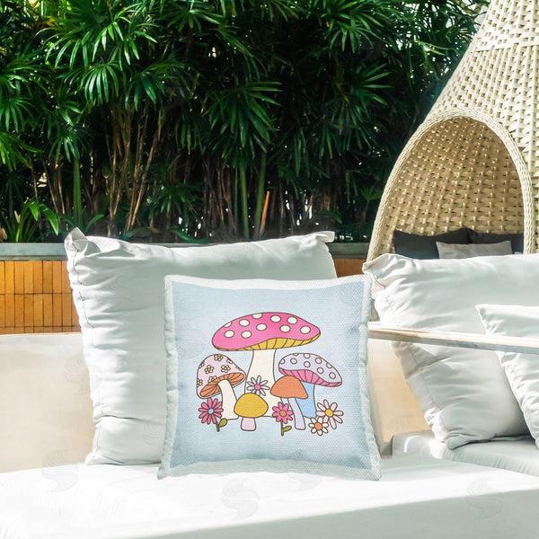 Stupell Industries Victoria Barnes | Groovy Patterned Mushrooms Printed Throw Pillow
