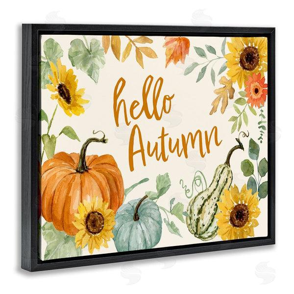 Stupell Industries Victoria Barnes | Hello Autumn Orange Calligraphy Fall Plants Border Wall Art