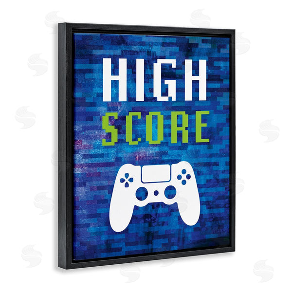 Stupell Industries Victoria Barnes | High Score Pixel Style Gaming Controller Typography Wall Art