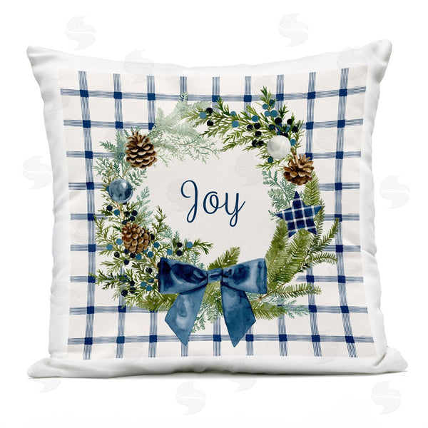 Stupell Industries Victoria Barnes | Holiday Tartan Joy Phrase Pinecone Wreath Printed Throw Pillow