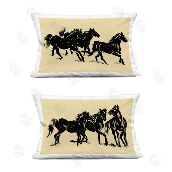 stupell industries Victoria Barnes | Horses in Motion Stampede Printed Throw Pillow Set