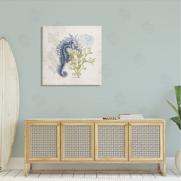 Stupell Industries Victoria Barnes | Intricate Seahorse Overlay Sand Dollar Coral Botanicals Wall Art