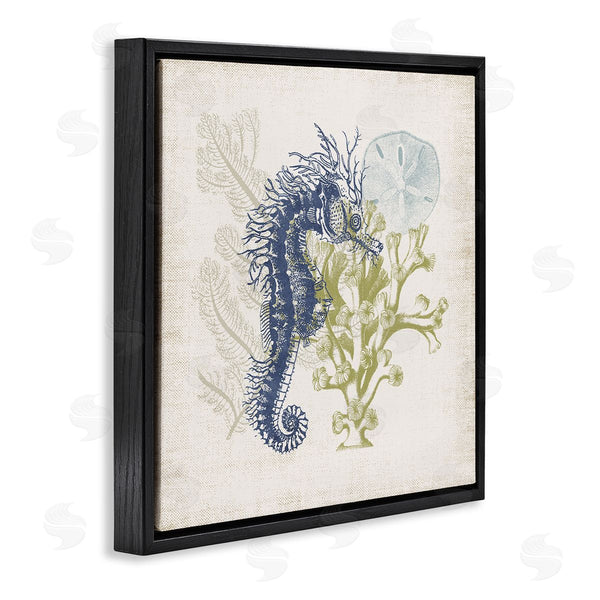 Stupell Industries Victoria Barnes | Intricate Seahorse Overlay Sand Dollar Coral Botanicals Wall Art