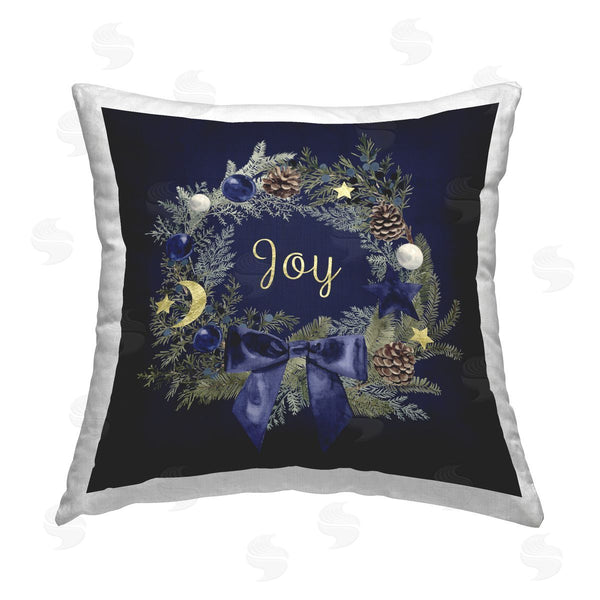 stupell industries Victoria Barnes | Joy Holiday Wreath Printed Throw Pillow
