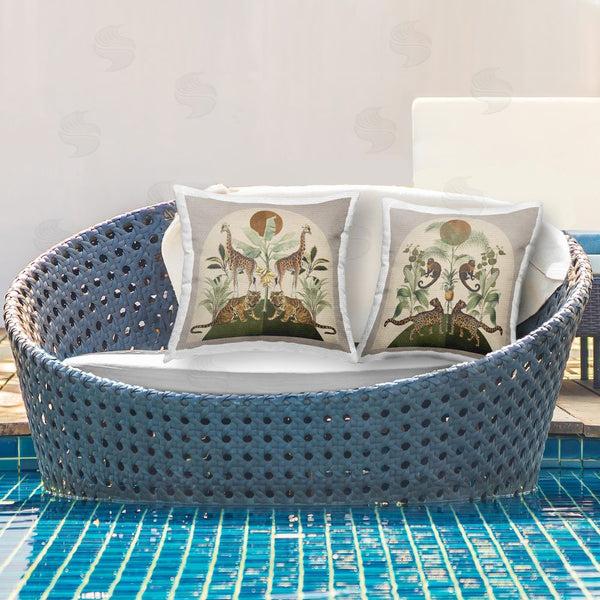 Stupell Industries Victoria Barnes | Jungle Animals Foliage Illustration Printed Throw Pillow Set