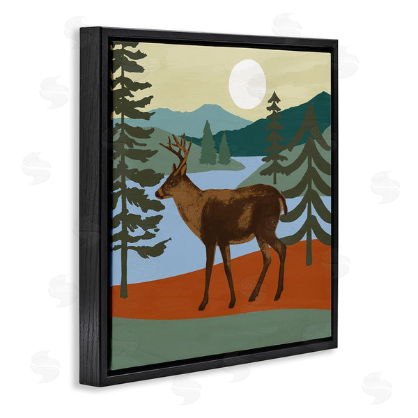 Stupell Industries Victoria Barnes | Lakeside Mountain Peaks Forest Deer Walking Wall Art