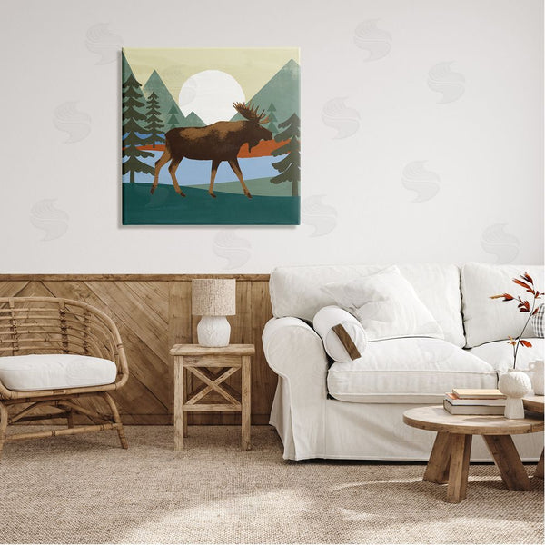 Stupell Industries Victoria Barnes | Lakeside Woodlands Moose Walking Setting Sun Wall Art