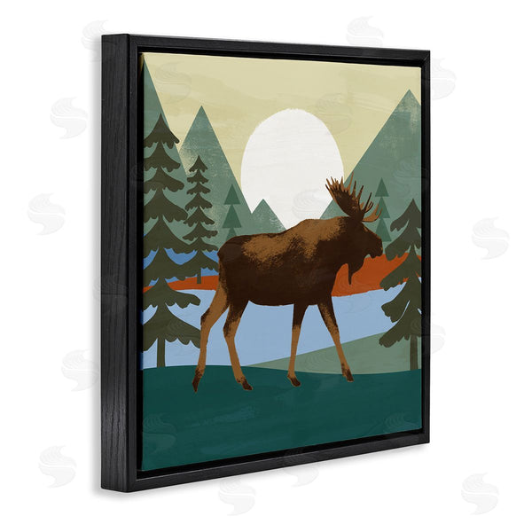 Stupell Industries Victoria Barnes | Lakeside Woodlands Moose Walking Setting Sun Wall Art
