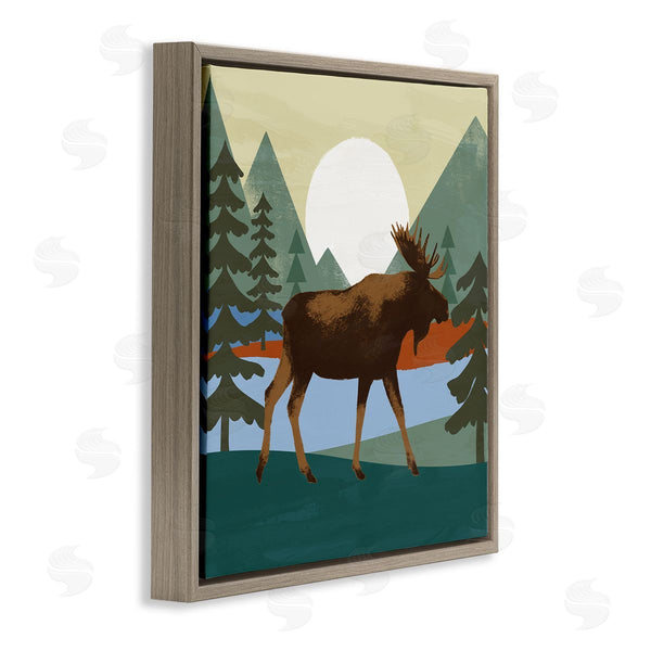 Stupell Industries Victoria Barnes | Lakeside Woodlands Moose Walking Setting Sun Wall Art