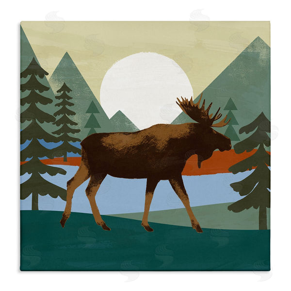 stupell industries Victoria Barnes | Lakeside Woodlands Moose Walking Setting Sun Wall Art