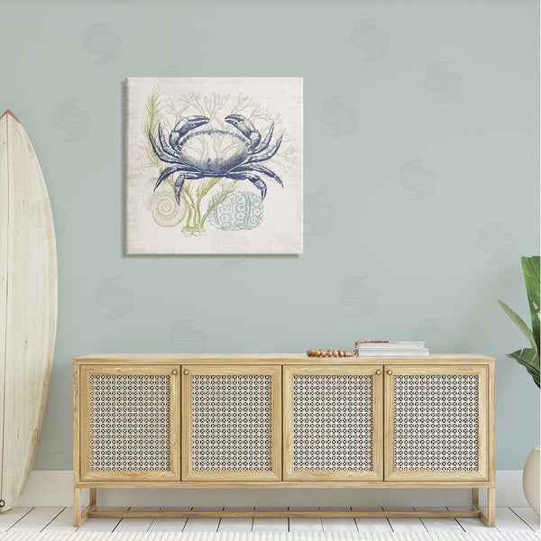 Stupell Industries Victoria Barnes | Layered Sea Life Crab Marine Botanical Patterns Wall Art