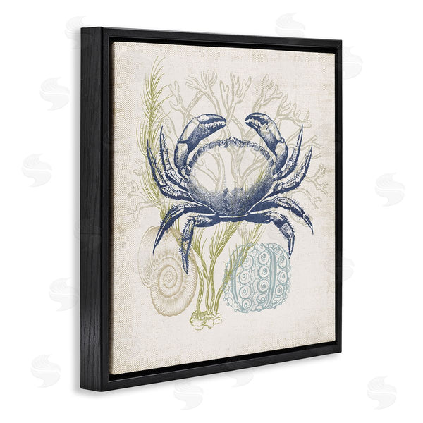 Stupell Industries Victoria Barnes | Layered Sea Life Crab Marine Botanical Patterns Wall Art