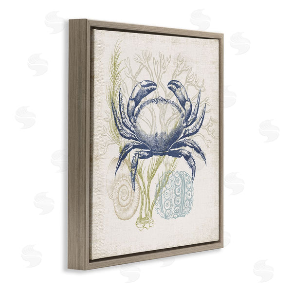 Stupell Industries Victoria Barnes | Layered Sea Life Crab Marine Botanical Patterns Wall Art