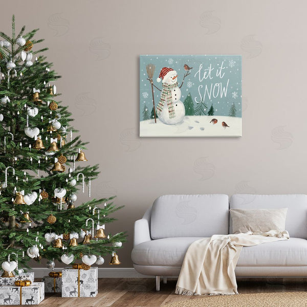 Stupell Industries Victoria Barnes | Let It Snow Magical Snowman In Scenic Snowfield Wall Art