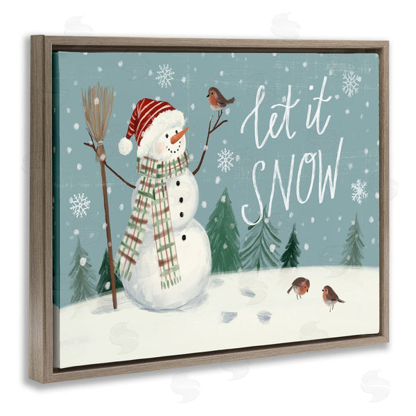 Stupell Industries Victoria Barnes | Let It Snow Magical Snowman In Scenic Snowfield Wall Art
