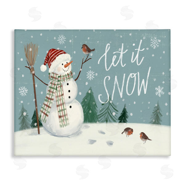 stupell industries Victoria Barnes | Let It Snow Magical Snowman in Scenic Snowfield Wall Art