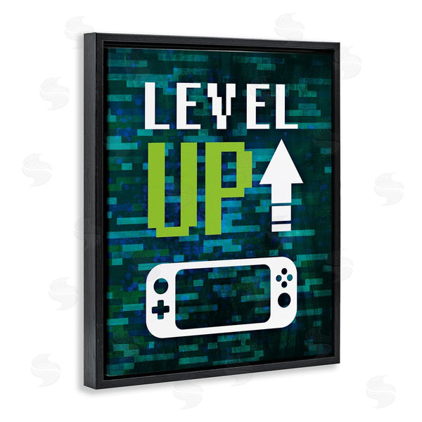 Stupell Industries Victoria Barnes | Level Up Video Gaming Pixel Text Design Wall Art