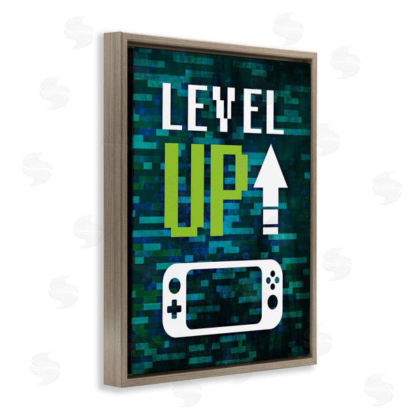 Stupell Industries Victoria Barnes | Level Up Video Gaming Pixel Text Design Wall Art