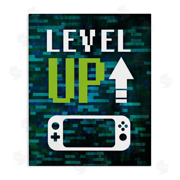 stupell industries Victoria Barnes | Level Up Video Gaming Pixel Text Design Wall Art