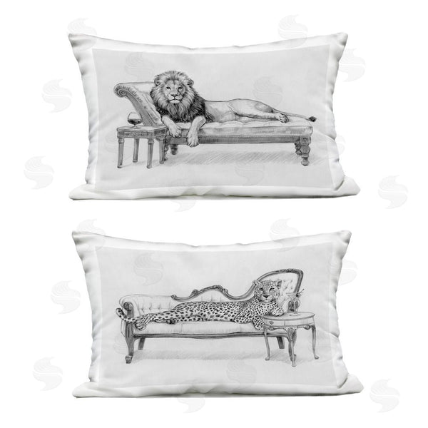 Stupell Industries Victoria Barnes | Lounging Beasts Wildlife Throw Pillow