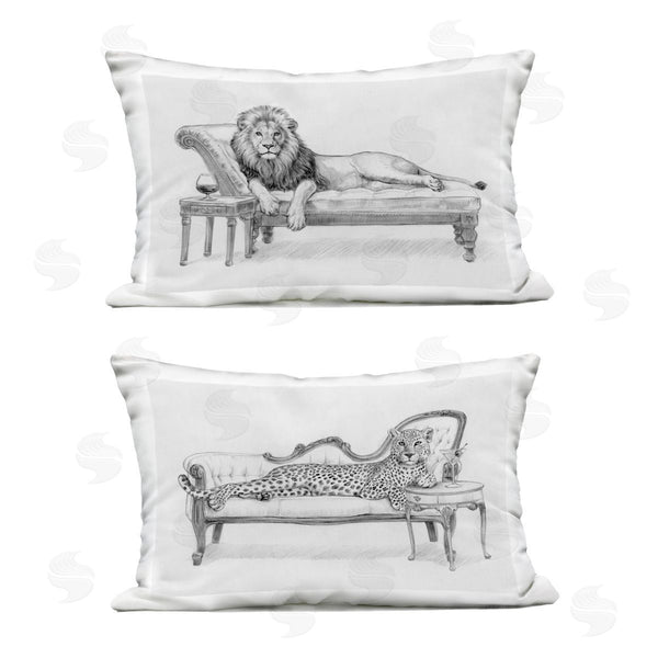 Stupell Industries Victoria Barnes | Lounging Jungle Beasts Printed Throw Pillow Set