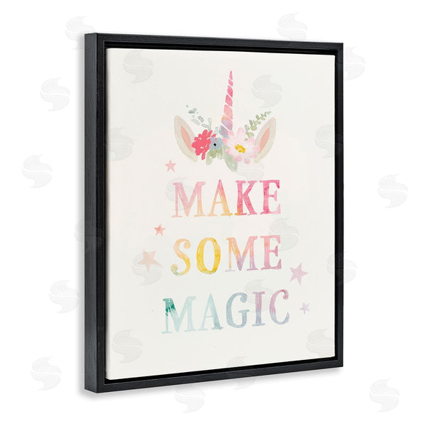 Stupell Industries Victoria Barnes | Make Some Magic Unicorn Horn Flower Blossoms Wall Art