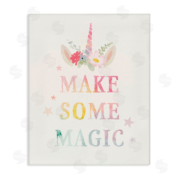 stupell industries Victoria Barnes | Make Some Magic Unicorn Horn Flower Blossoms Wall Art