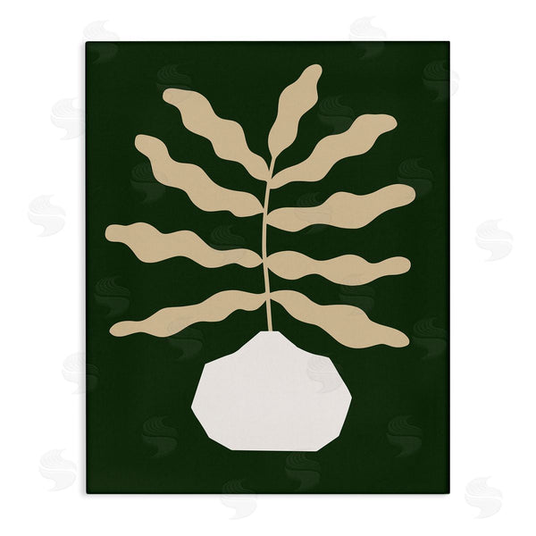 stupell industries Victoria Barnes | Minimal Potted Plant Yellow Foliage over Green Wall Art