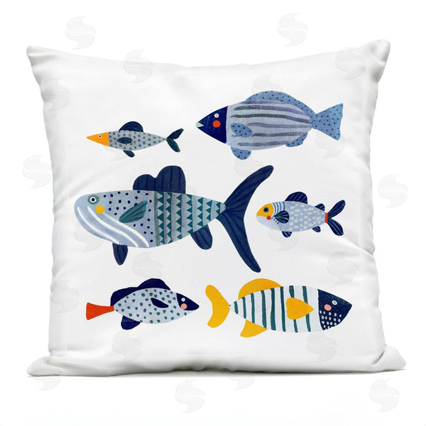 Stupell Industries Victoria Barnes | Mixed Tropical Fish Patterned Kids Animals Printed Throw Pillow