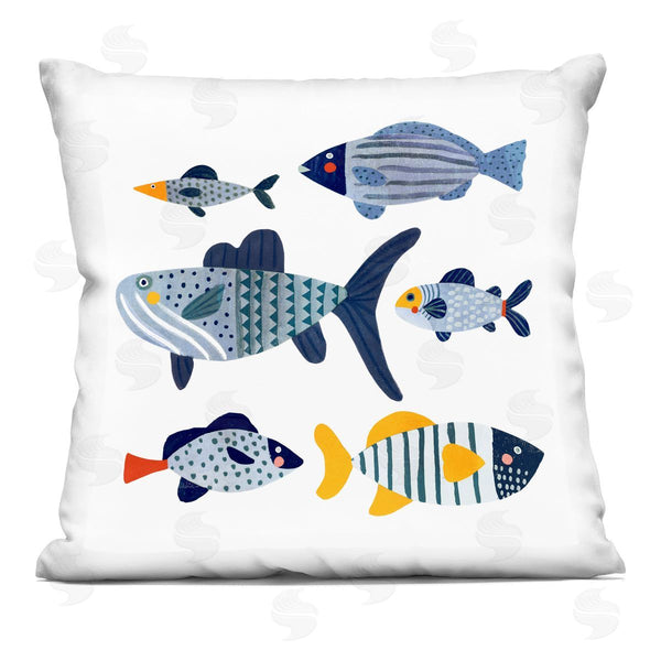 stupell industries Victoria Barnes | Mixed Tropical Fish Patterned Kids Animals Printed Throw Pillow