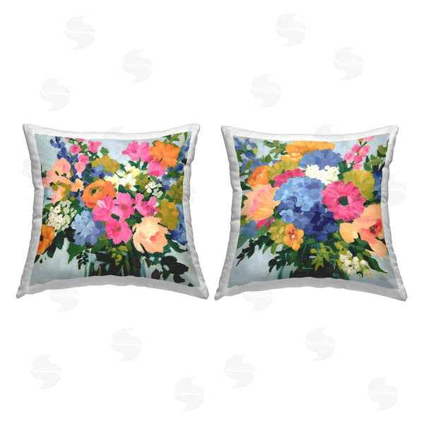stupell industries Victoria Barnes | Modern Vivid Flowers Printed Throw Pillow Set
