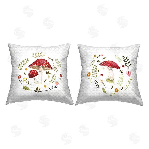 Stupell Industries Victoria Barnes | Mushrooms Botanical Herb Wreath Printed Throw Pillow Set