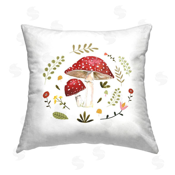 stupell industries Victoria Barnes | Mushrooms & Botanical Leaves Printed Throw Pillow