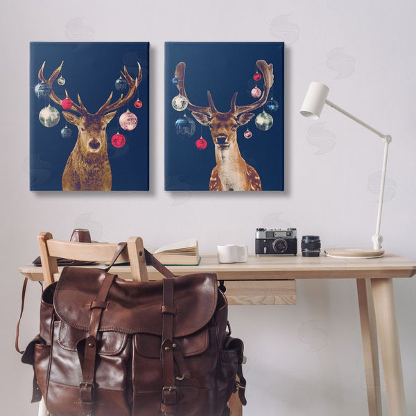 Stupell Industries Victoria Barnes | Navy Brown Disco Deer Wall Art