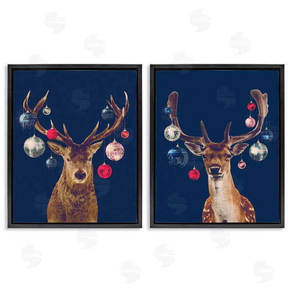 Stupell Industries Victoria Barnes | Navy Brown Disco Deer Wall Art