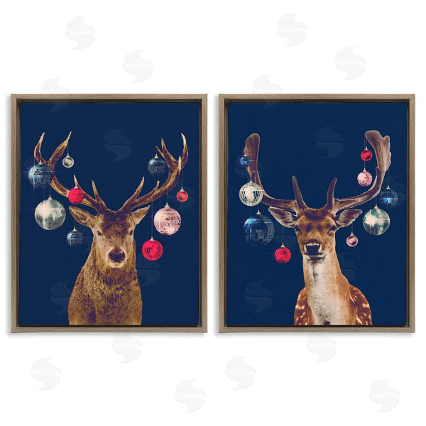 Stupell Industries Victoria Barnes | Navy Brown Disco Deer Wall Art