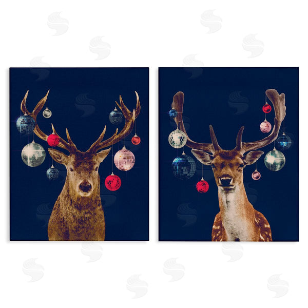 stupell industries Victoria Barnes | Navy Brown Disco Deer Wall Art
