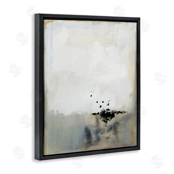 Stupell Industries Victoria Barnes | Neutral Beige Abstract Painting Black Ink Splatter