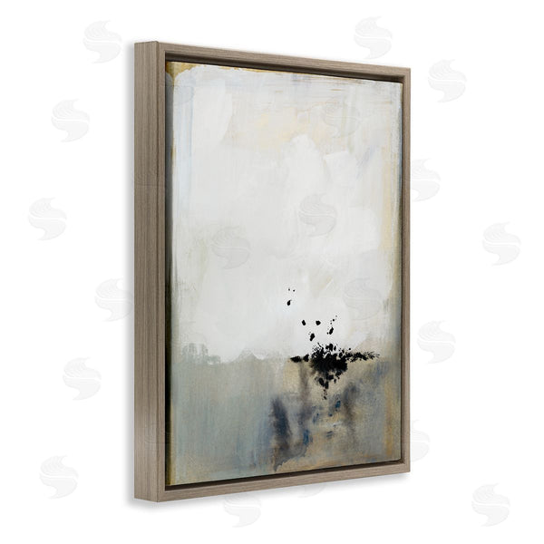 Stupell Industries Victoria Barnes | Neutral Beige Abstract Painting Black Ink Splatter