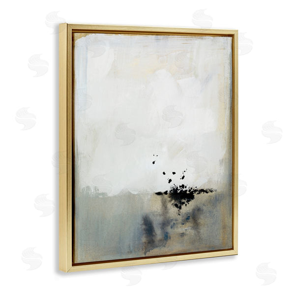Stupell Industries Victoria Barnes | Neutral Beige Abstract Painting Black Ink Splatter