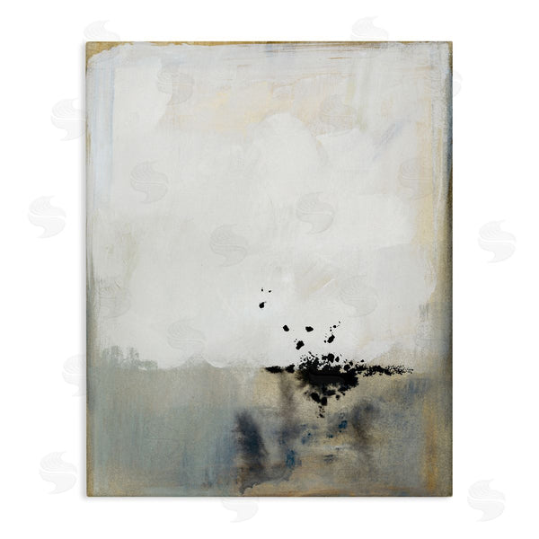 stupell industries Victoria Barnes | Neutral Beige Abstract Painting Black Ink Splatter