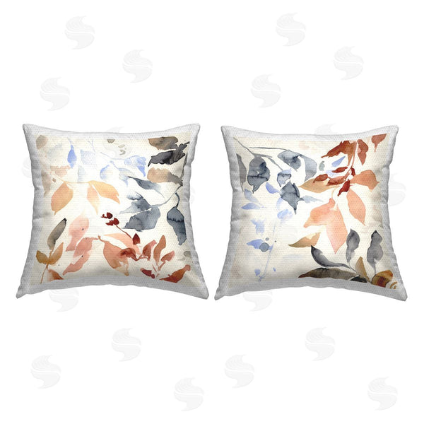 Stupell Industries Victoria Barnes | Neutral Watercolor Leaves Printed Throw Pillow Set