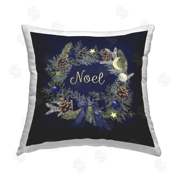 stupell industries Victoria Barnes | Noel Holiday Wreath Printed Throw Pillow