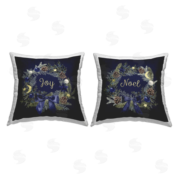 Stupell Industries Victoria Barnes | Noel Joy Balsam Wreath Pinecones Printed Throw Pillow Set