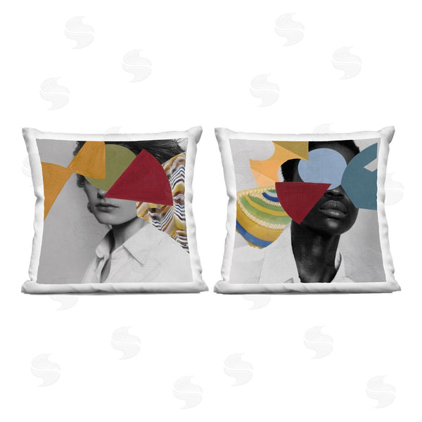 stupell industries Victoria Barnes | Obscura Pop Portraits Printed Throw Pillow Set
