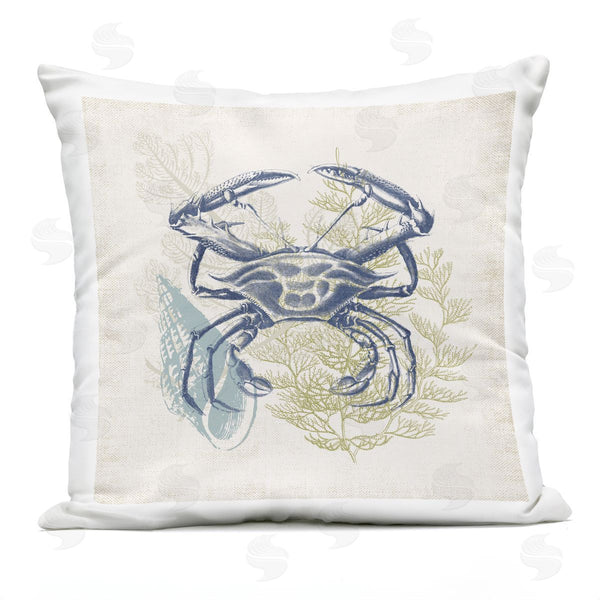 Stupell Industries Victoria Barnes | Ocean Botanical Patterned Crab Design Printed Throw Pillow