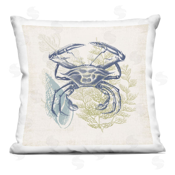 stupell industries Victoria Barnes | Ocean Botanical Patterned Crab Design Printed Throw Pillow