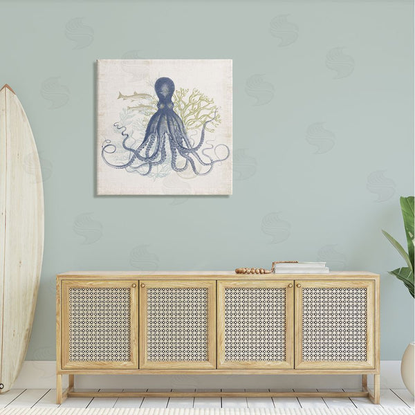 Stupell Industries Victoria Barnes | Octopus Tentacles Layered Fish & Ocean Botanicals Wall Art