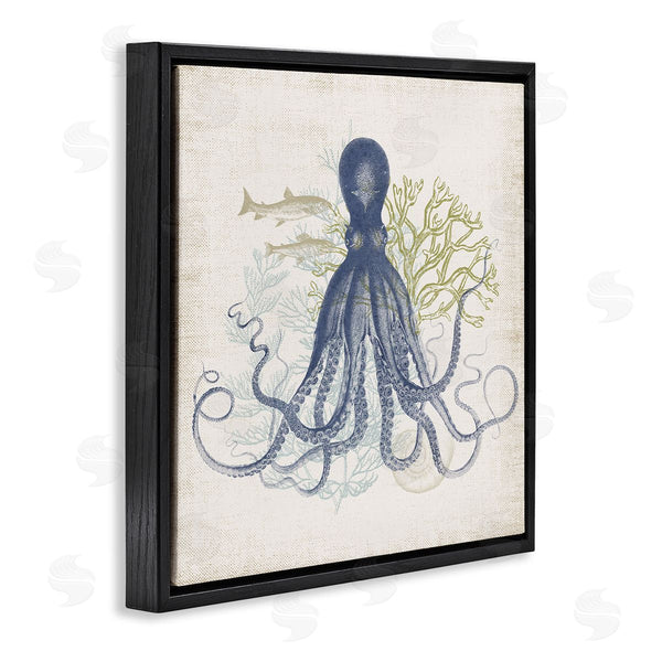 Stupell Industries Victoria Barnes | Octopus Tentacles Layered Fish & Ocean Botanicals Wall Art